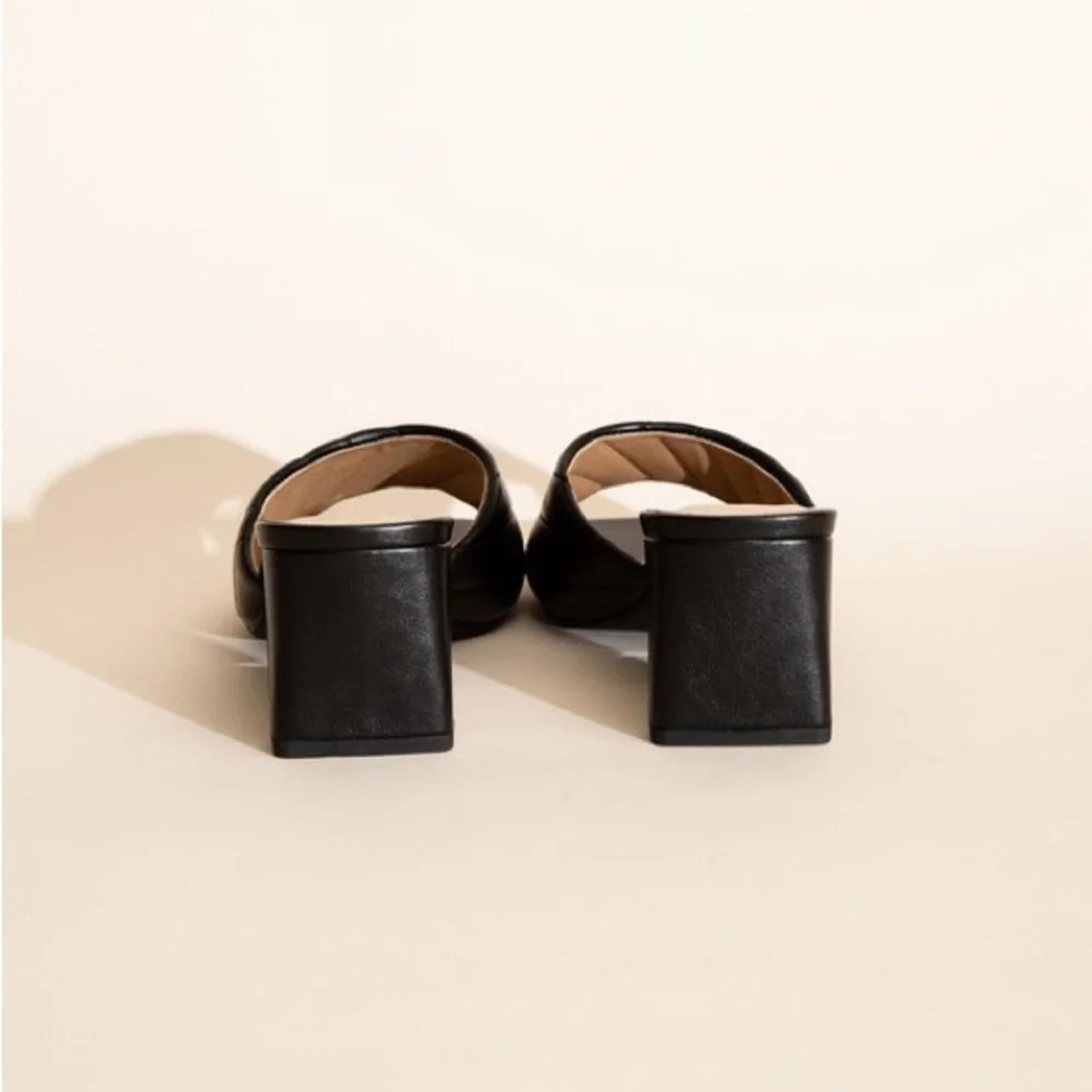 Elegant Black Quilted Women's Mules Nina slides mule - Picture 7 of 7